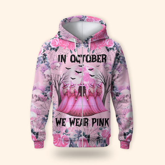 "In October We Wear Pink" Witch Hollow Back Tank Top & Skull Rose, Custom Choo