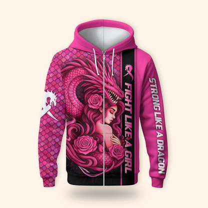 Dragon Spirit Fight Like a Girl - Breast Cancer Awareness Shirt