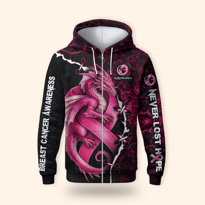 Breast Cancer Awareness Pink Dragon Hoodie – Women’s Gym & Yoga Outfit, Custom Choo