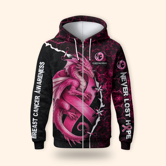 Breast Cancer Awareness Pink Dragon Hoodie – Women’s Gym & Yoga Outfit