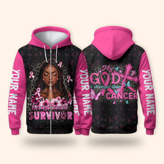 Personalized My God Is Stronger Than Cancer Awareness Shirt, Custom Choo