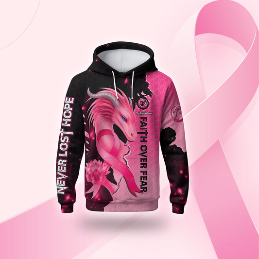 Personalized Faith Over Fear, Never Lost Hope - Breast Cancer Awareness Shirt