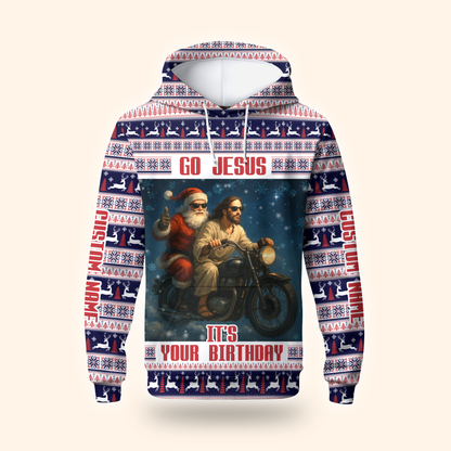 Go Jesus It’s Your Birthday Hoodie – Funny Christmas Zip Up Sweatshirt