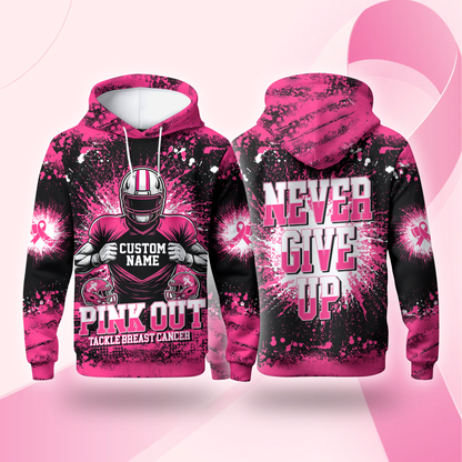Custom Pink Out Hoodie – Breast Cancer Awareness Football Sweatshirt