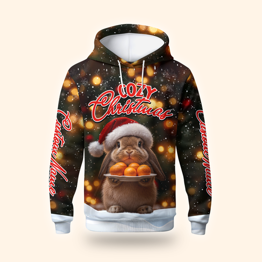 Cozy Christmas Bunny Hoodie – Cute Rabbit Holiday Zip Up