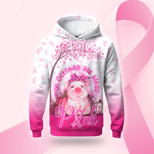 Personalized In October We Wear Pink Little Pig, Custom Choo