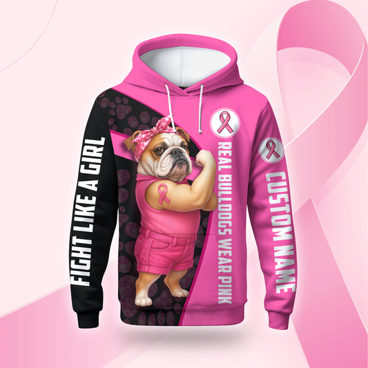 Personalized Real Bulldogs Wear Pink - Breast Cancer Awareness Shirt