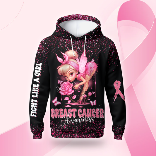 Pink Fairy Fight Like A Girl - Breast Cancer Awareness Shirt