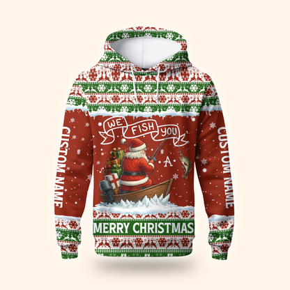 We Fish You a Merry Christmas Hoodie – Funny Fishing Holiday Zip Up