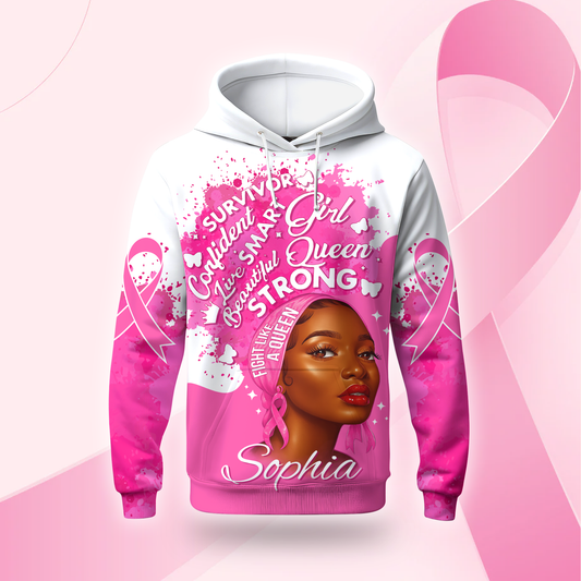Personalized Breast Cancer Awareness Black Queen Survivor, Custom Choo