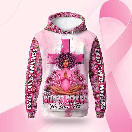 By God's Grace, He Save Me - Survivor Breast Cancer Awareness Shirt