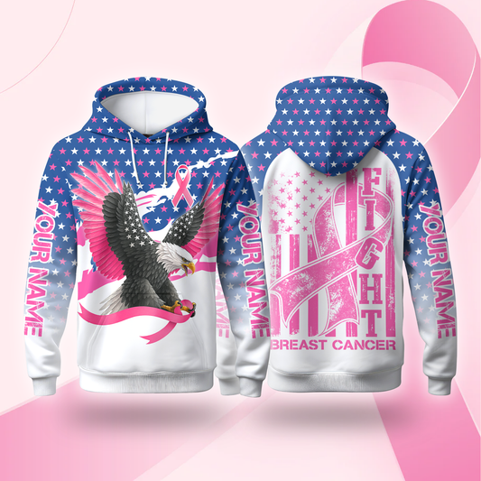 Personalized Eagle Pink Ribbon Fight Breast Cancer Awareness Shirt, Custom Choo