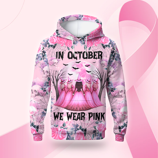 "In October We Wear Pink" Witch Hollow Back Tank Top & Skull Rose, Custom Choo