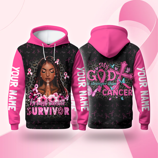 Personalized My God Is Stronger Than Cancer Awareness Shirt, Custom Choo