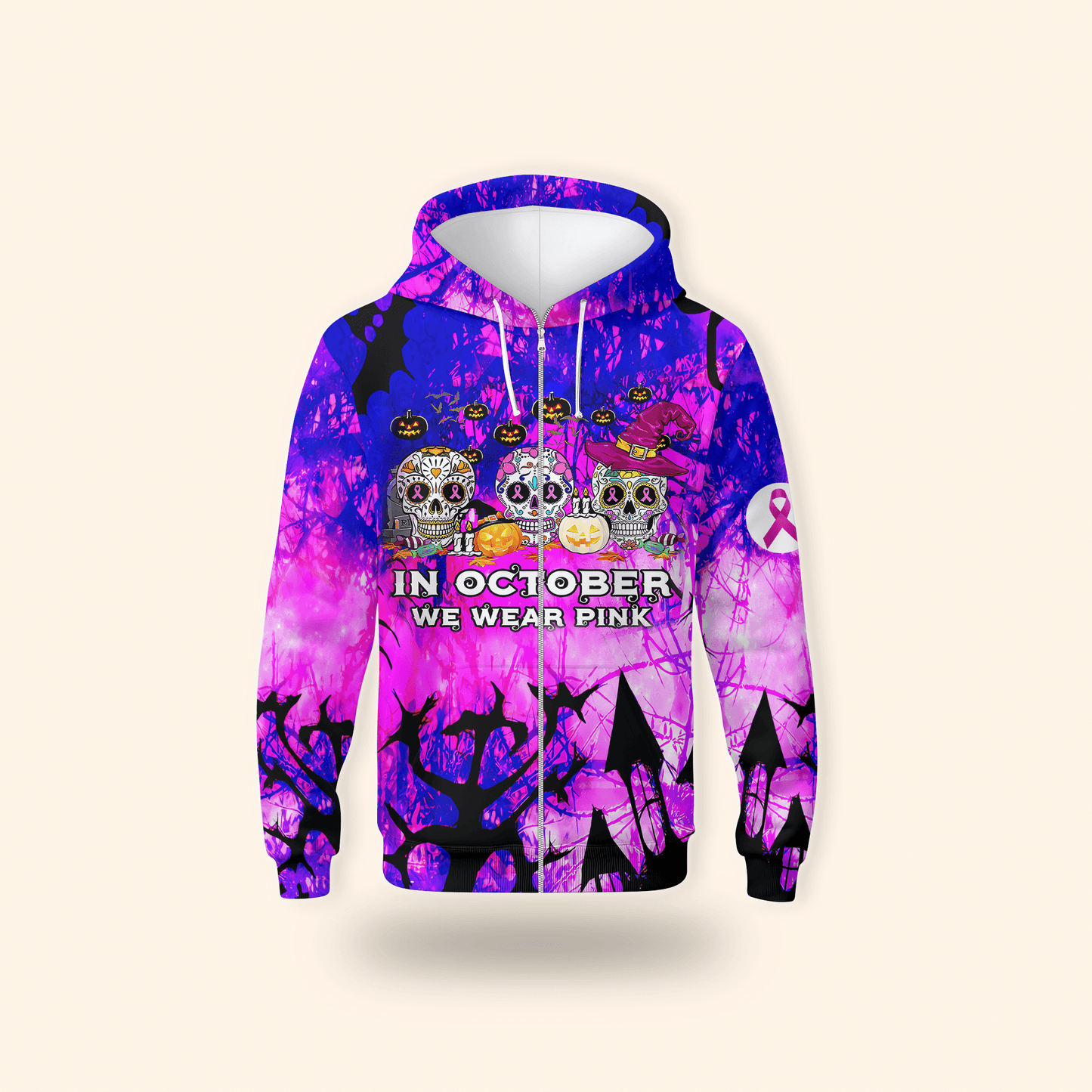 "In October We Wear Pink" Sugar Skull - Breast Cancer Awareness shirt