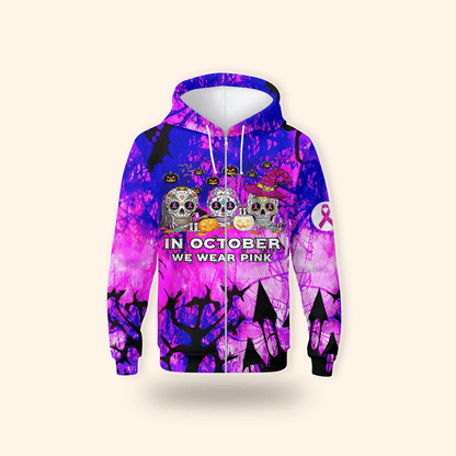 "In October We Wear Pink" Sugar Skull - Breast Cancer Awareness shirt