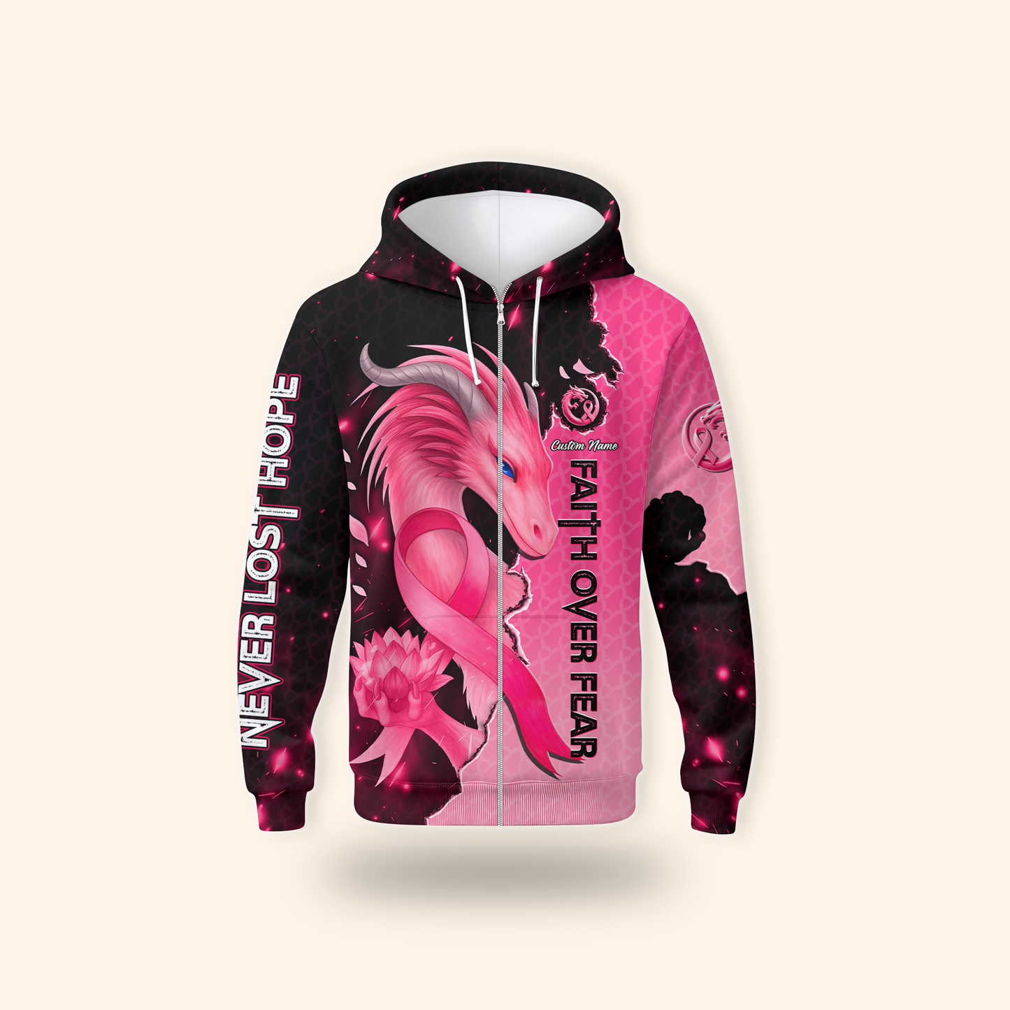 Personalized Faith Over Fear, Never Lost Hope - Breast Cancer Awareness Shirt