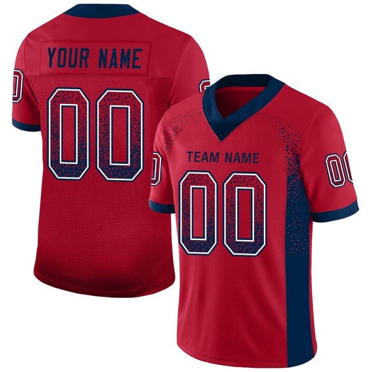 Custom Red Navy-White Drift Fashion Football Jersey