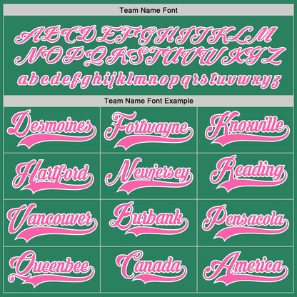 Custom Kelly Green Pink-White Hockey Jersey