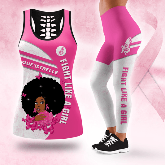 Personalized Fight Like A Black Girl -  Combo Legging Tanktop Breast Cancer Awareness