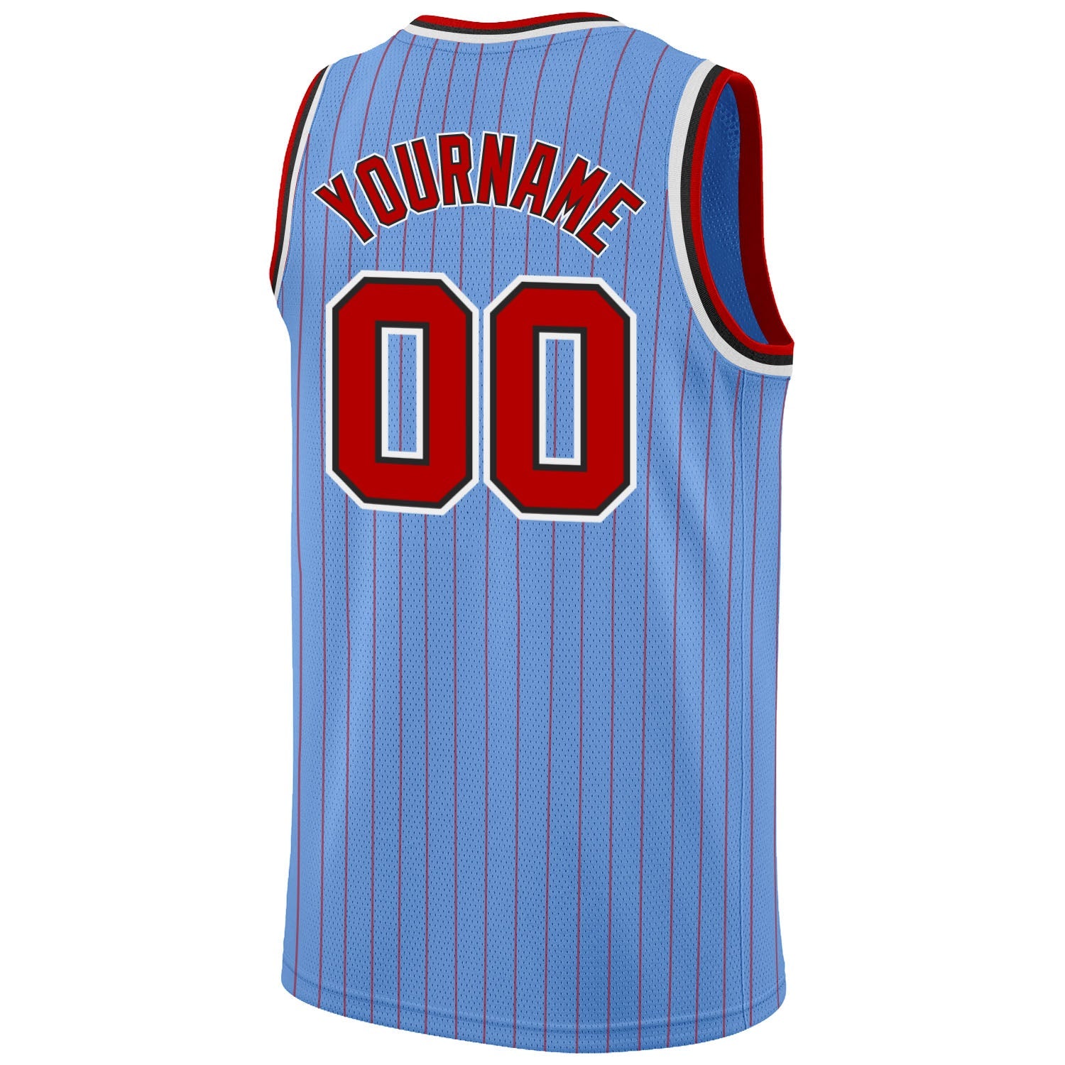 Custom Light Blue Red Pinstripe Red-Black Authentic Basketball Jersey