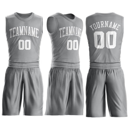 Custom Gray White Round Neck Basketball Uniform Jersey
