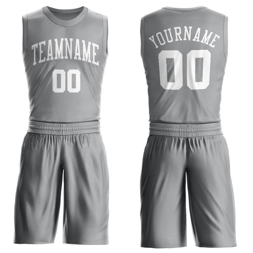 Custom Gray White Round Neck Basketball Uniform Jersey