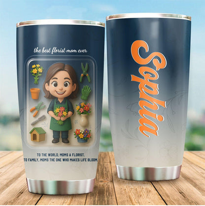 Florist Mom Mother's Day Gift - Custom Chibi Photo & Name – Personalized 20oz Tumbler - Custom Choo