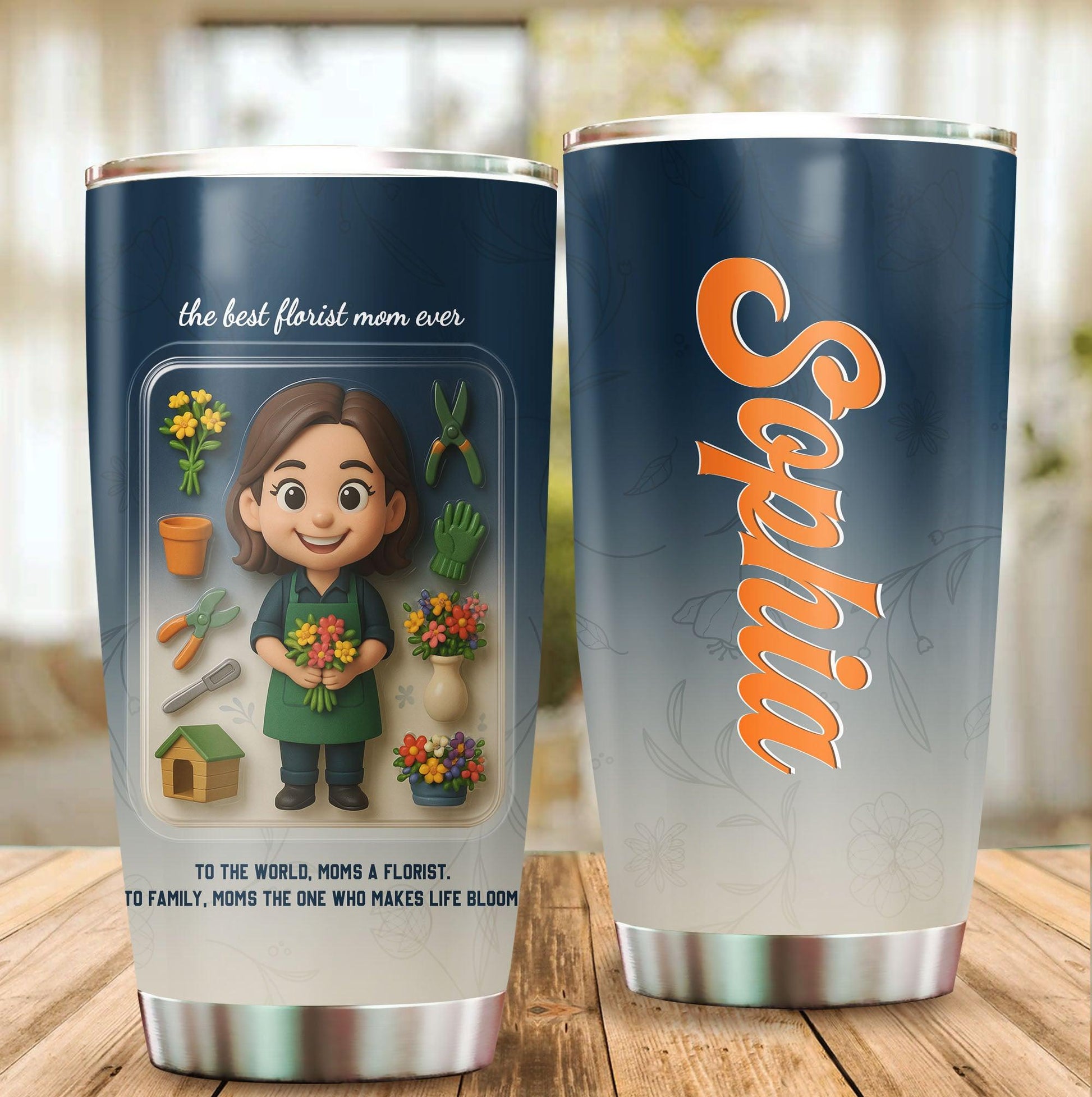 Florist Mom Mother's Day Gift - Custom Chibi Photo & Name – Personalized 20oz Tumbler - Custom Choo