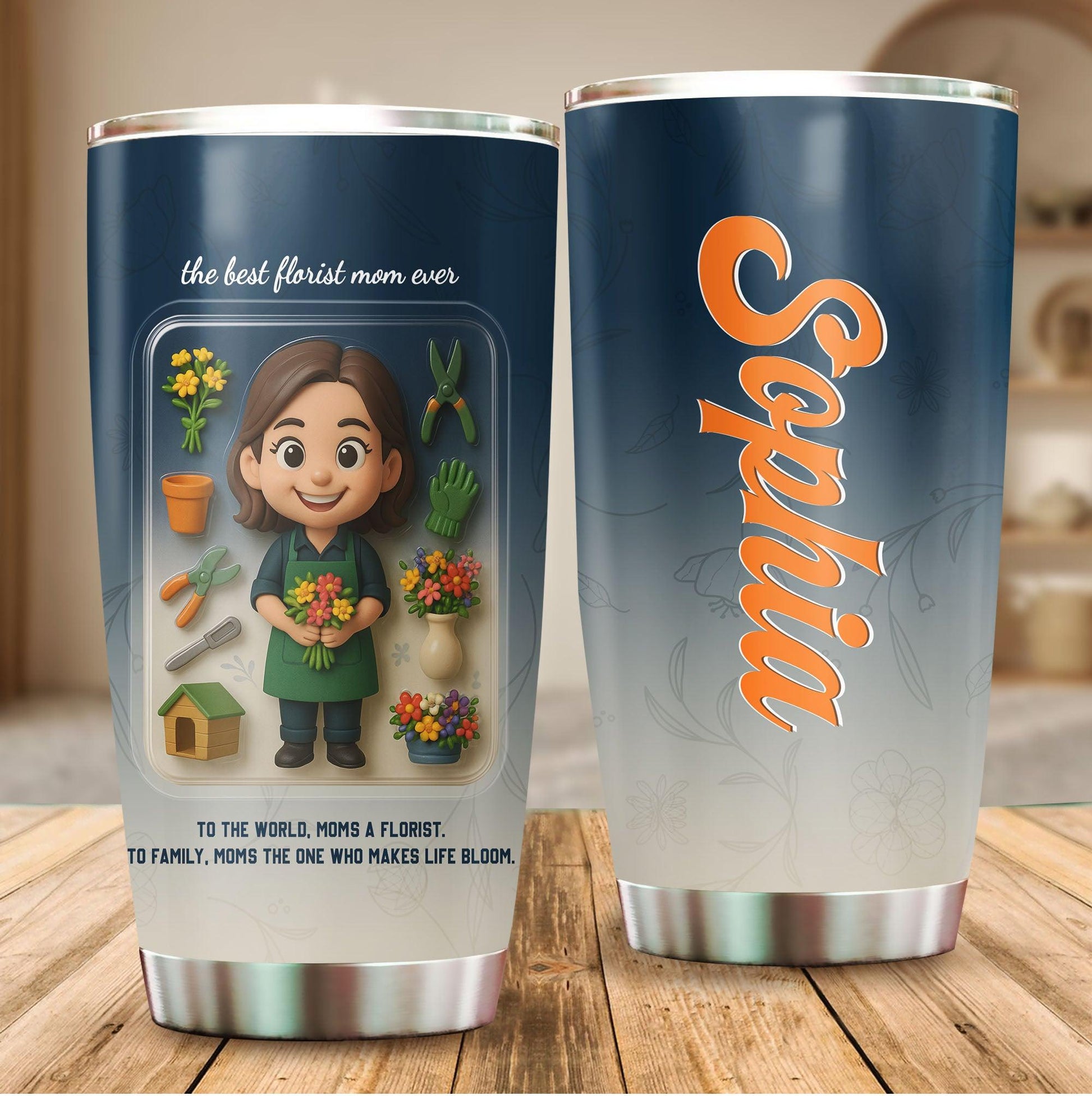 Florist Mom Mother's Day Gift - Custom Chibi Photo & Name – Personalized 20oz Tumbler - Custom Choo