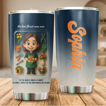 Florist Mom Mother's Day Gift - Custom Chibi Photo & Name – Personalized 20oz Tumbler - Custom Choo