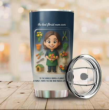 Florist Mom Mother's Day Gift - Custom Chibi Photo & Name – Personalized 20oz Tumbler - Custom Choo