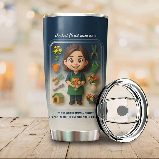 Florist Mom Mother's Day Gift - Custom Chibi Photo & Name – Personalized 20oz Tumbler - Custom Choo