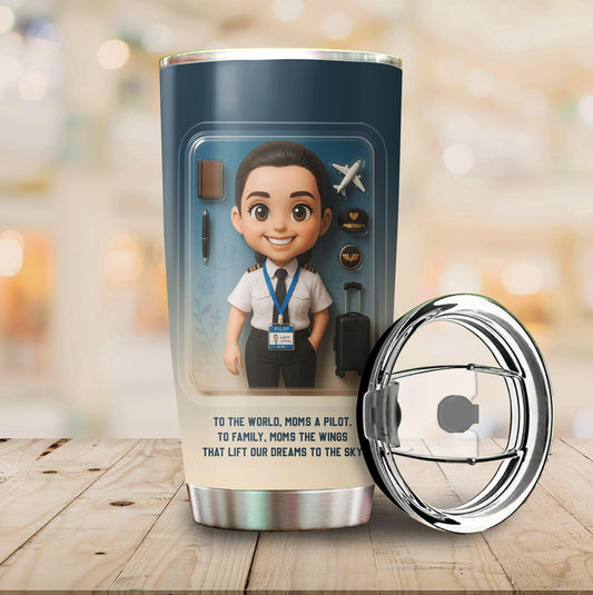 Pilot Mom Mother's Day Gift - Custom Chibi Photo & Name – Personalized 20oz Tumbler - Custom Choo