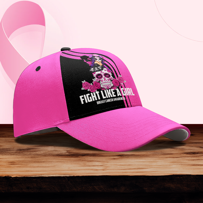 Breast Cancer Awareness Gothic Fairy on Sugar Skull "Fight Like A Girl" cap