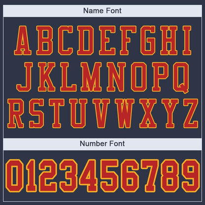 Custom Navy Scarlet-Gold Mesh Authentic Football Jersey