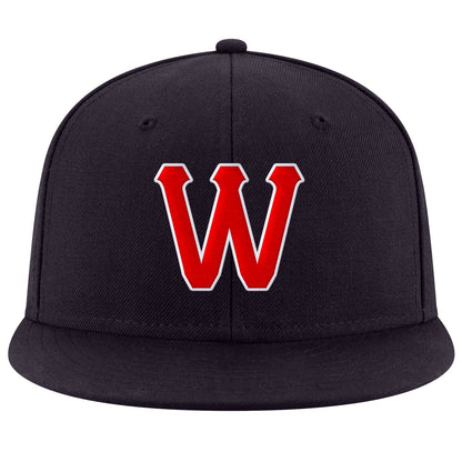 Custom Navy Red-White Stitched Adjustable Snapback Hat