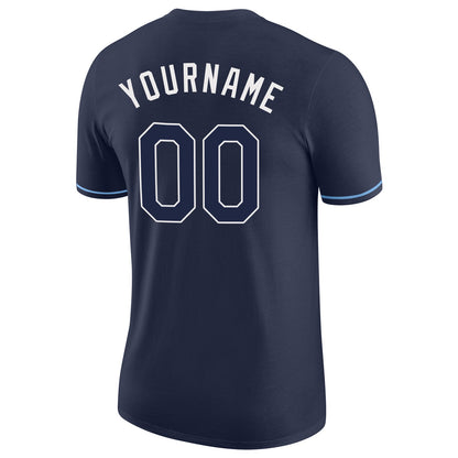 Custom Navy Navy-Powder Blue Performance T-Shirt