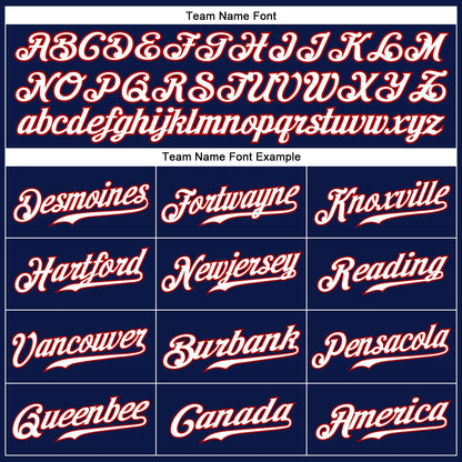 Custom Navy White Pinstripe Red-White Authentic Baseball Jersey