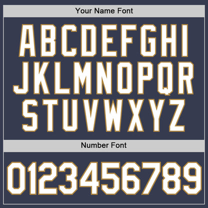 Custom Navy White-Old Gold Performance T-Shirt