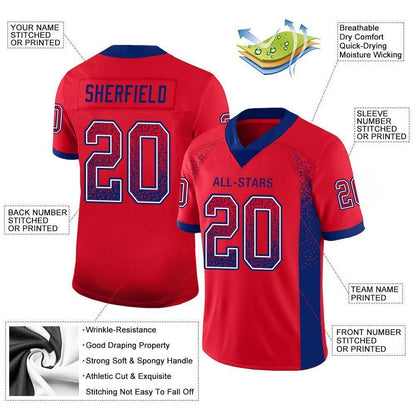 Custom Scarlet Royal-White Drift Fashion Football Jersey