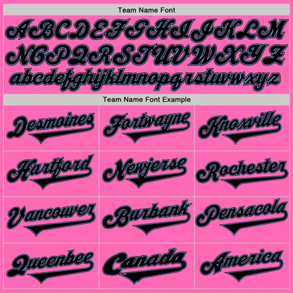 Custom Pink Black-Light Blue Authentic Baseball Jersey
