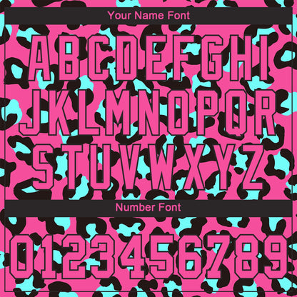 Custom Pink Pink-Black 3D Pattern Design Leopard Authentic Baseball Jersey