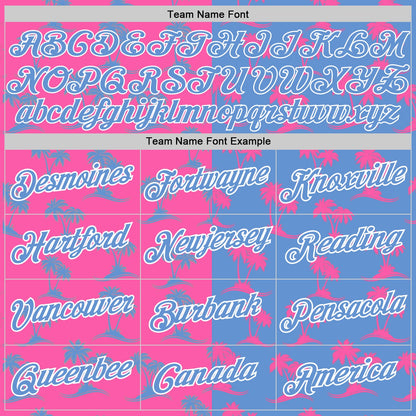 Custom Pink Light Blue-White 3D Pattern Hawaii Palm Trees Authentic Basketball Jersey