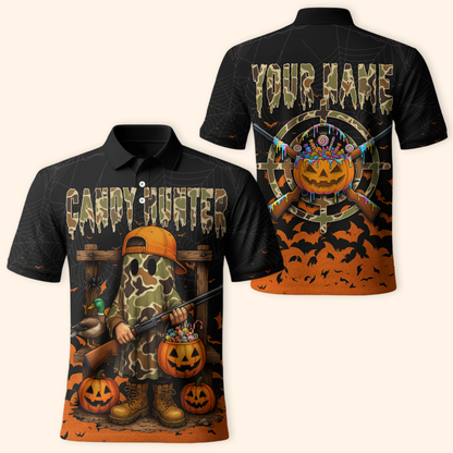 Candy Hunter Halloween Hoodie – Funny Ghost Hunter with Pumpkins & Candy, Custom Name, Custom Choo