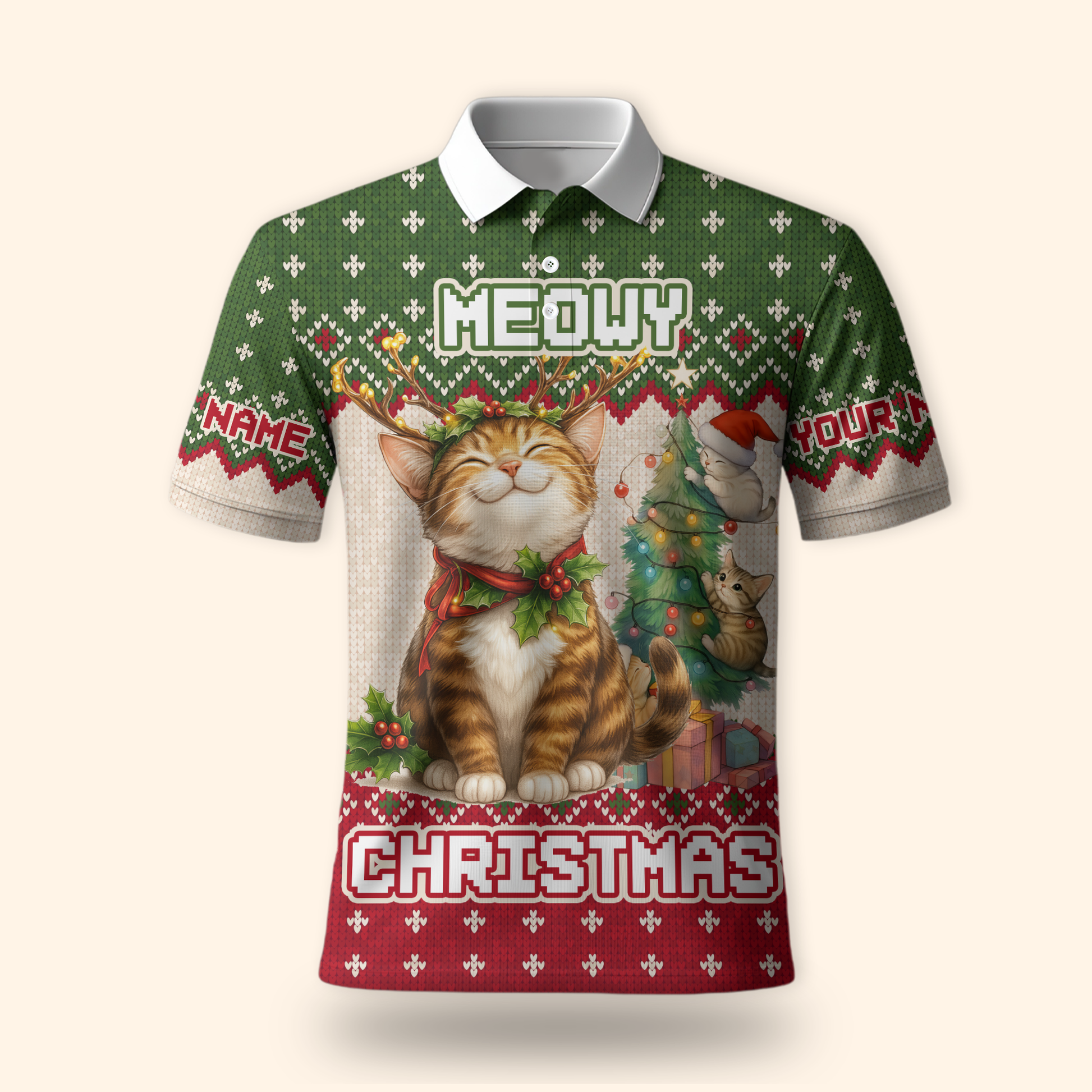 Personalized Merry Christmas Cat Hoodie – Cute Holiday Zip Up, Custom Name Gift for Cat Lovers, Custom Choo