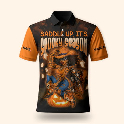 Personalized Spooky Season Hoodie – Cowboy Riding Pumpkin Halloween Jacket, Custom Choo