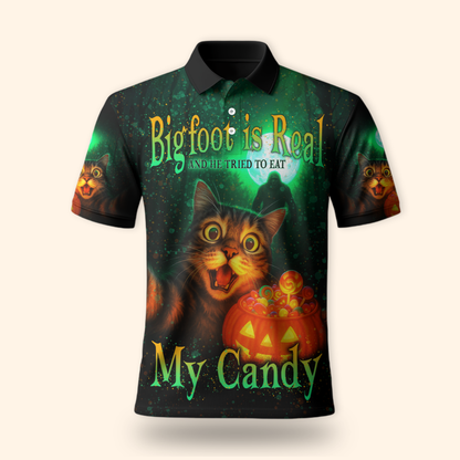 Funny Cat and Bigfoot "My Candy" Halloween shirt
