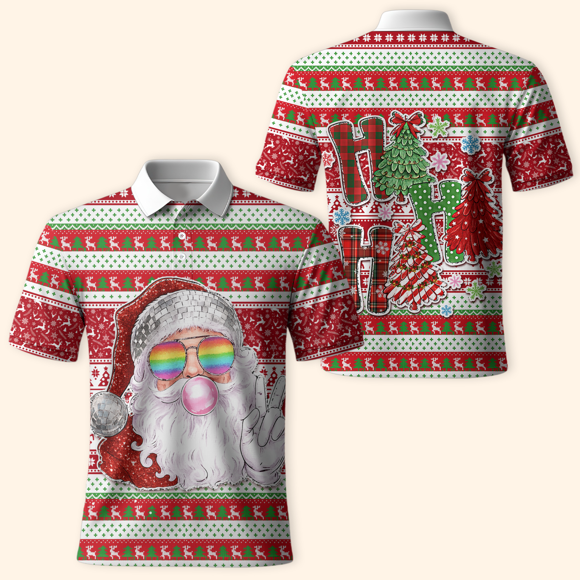 Disco Santa Christmas Hoodie – Funny Rainbow Glasses Design, Ugly Christmas Zip Up, Custom Choo