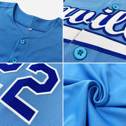 Custom Powder Blue Navy-White Authentic Baseball Jersey